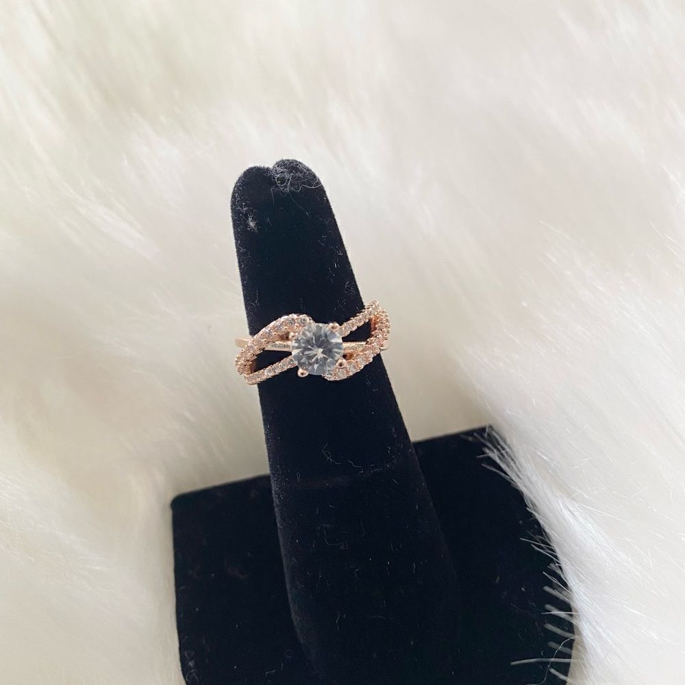 Ring 18K Rose Gold Diamond 5 7 - Picture 11 of 15